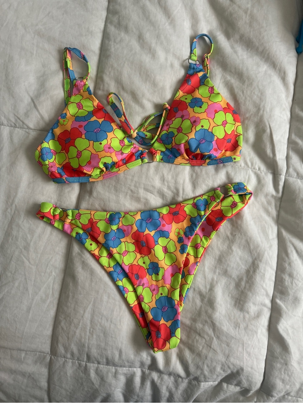 Neon Floral Bikini Set - Multicolor small